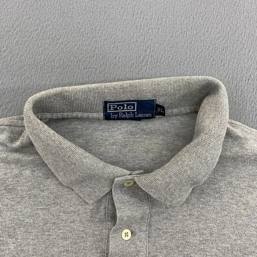Polo Ralph Lauren Polo Shirt Mens XL Gray Blue Pony Short Sleeve